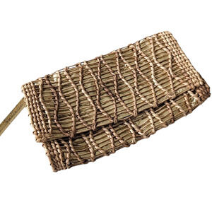 Unbranded raffia and gold clutch/wristlet, handbag, Boho, Casual, Weekend Bag